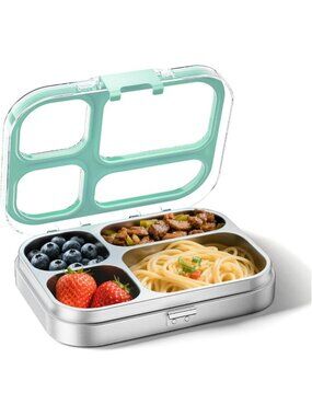 Eco-Friendly Stainless Steel Bento Lunch Box, 800ml, Green - Perfect for Meal